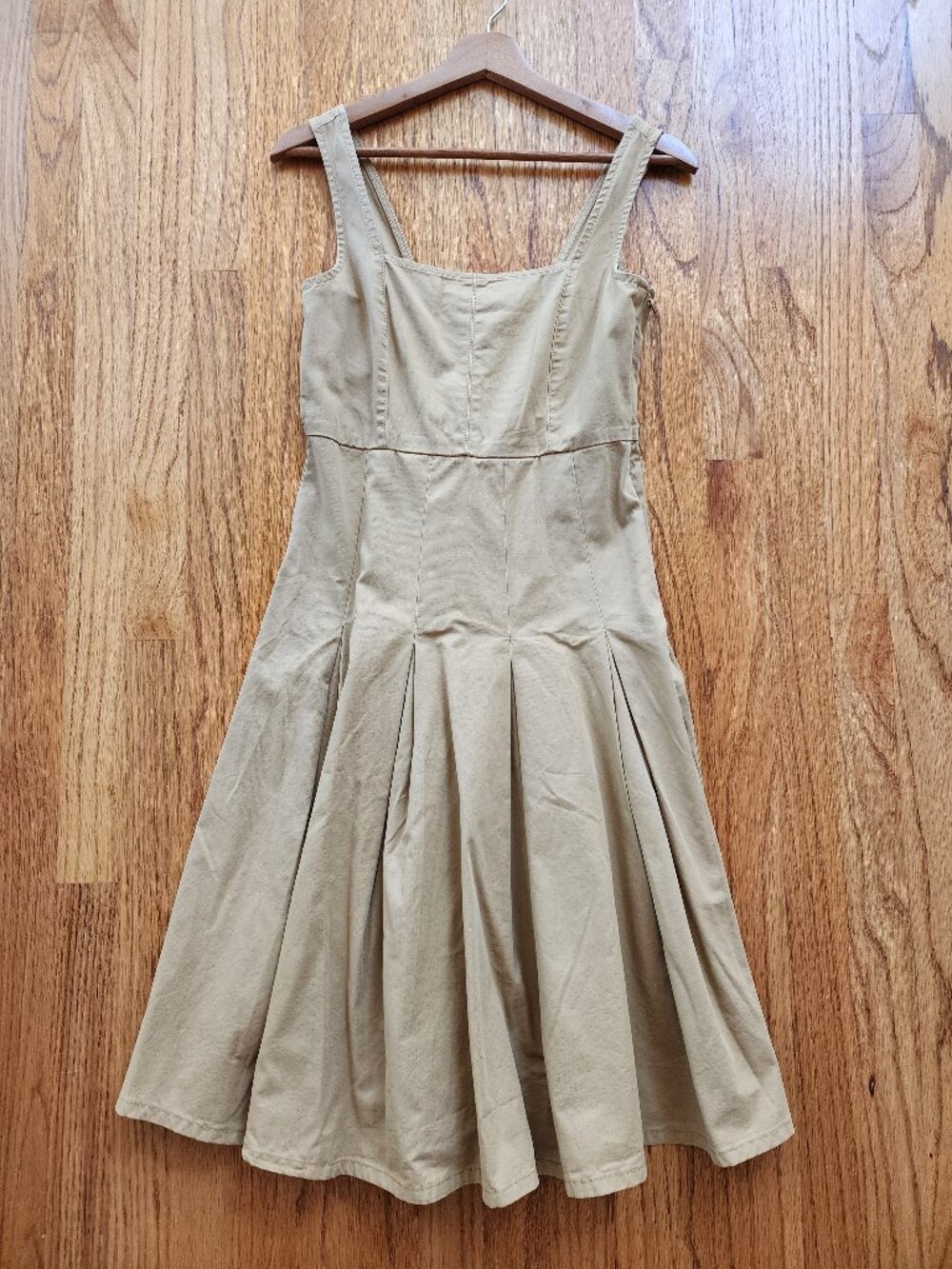 NWT J.Crew Khaki Tan Pleated Smocked Back Sundress Size 2